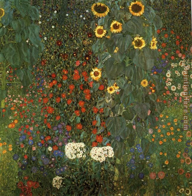 Country Garden with Sunflowers painting - Gustav Klimt Country Garden with Sunflowers art painting